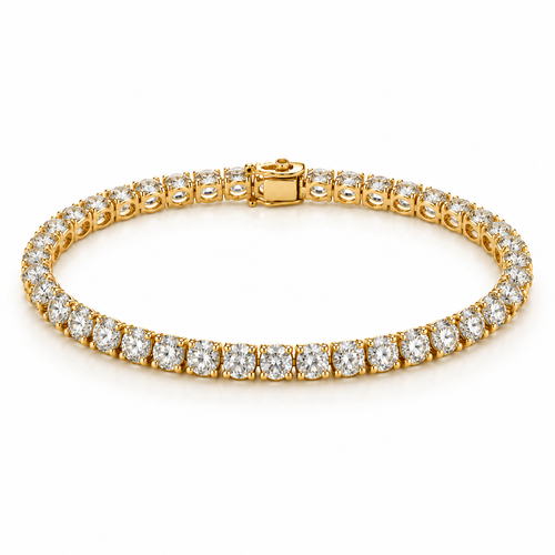 NINE jewelry K18ゴールド 天然ダイヤモンド テニスブレスレット 18cm 総計7ct 全体 AI生成イメージ