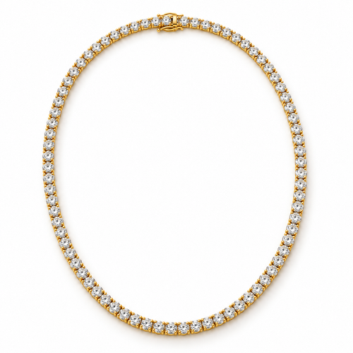 NINE jewelry K18ゴールド 天然ダイヤモンド テニスネックレス 50cm 総計7ct 全体 AI生成イメージ