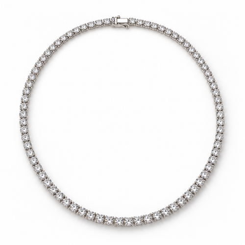NINE jewelry K18ホワイトゴールド 天然ダイヤモンド テニスネックレス 40cm 総計3ct 全体 AI生成イメージ