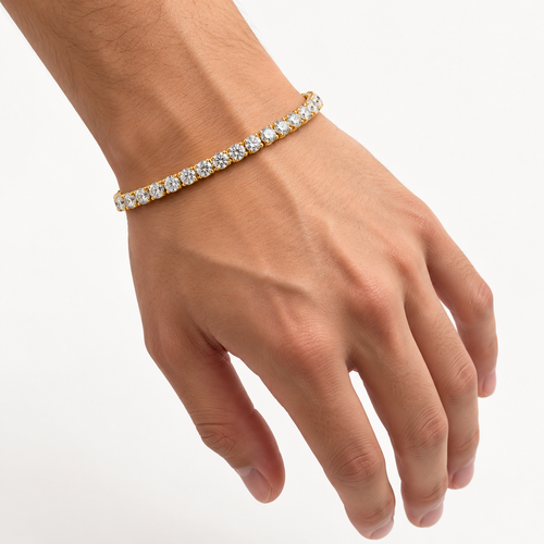 NINE jewelry K18ゴールド 天然ダイヤモンド テニスブレスレット 18cm 総計7ct 着用イメージ AI生成イメージ