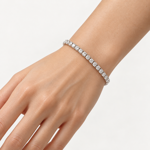 NINE jewelry K18ホワイトゴールド 天然ダイヤモンド テニスブレスレット 16cm 総計3ct 着用イメージ AI生成イメージ