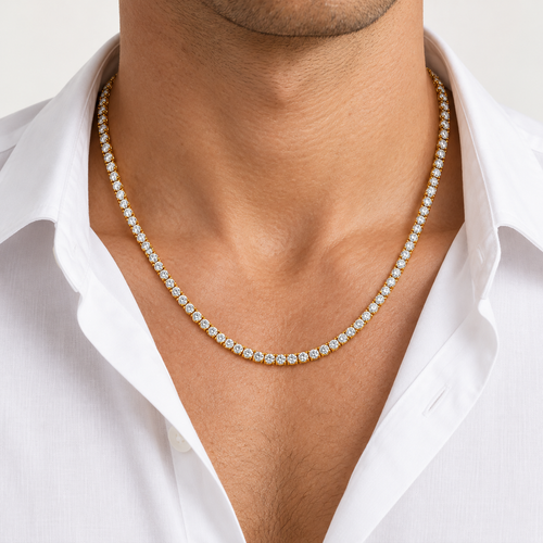 NINE jewelry K18ゴールド 天然ダイヤモンド テニスネックレス 50cm 総計7ct 着用イメージ AI生成イメージ